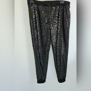 Trouve Sequin Black Jogger Pants